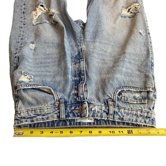 Zara Women’s 8 High Rise Ripped Mom Jeans Blue Distressed Denim Relaxed Fit - Picture 12 of 14